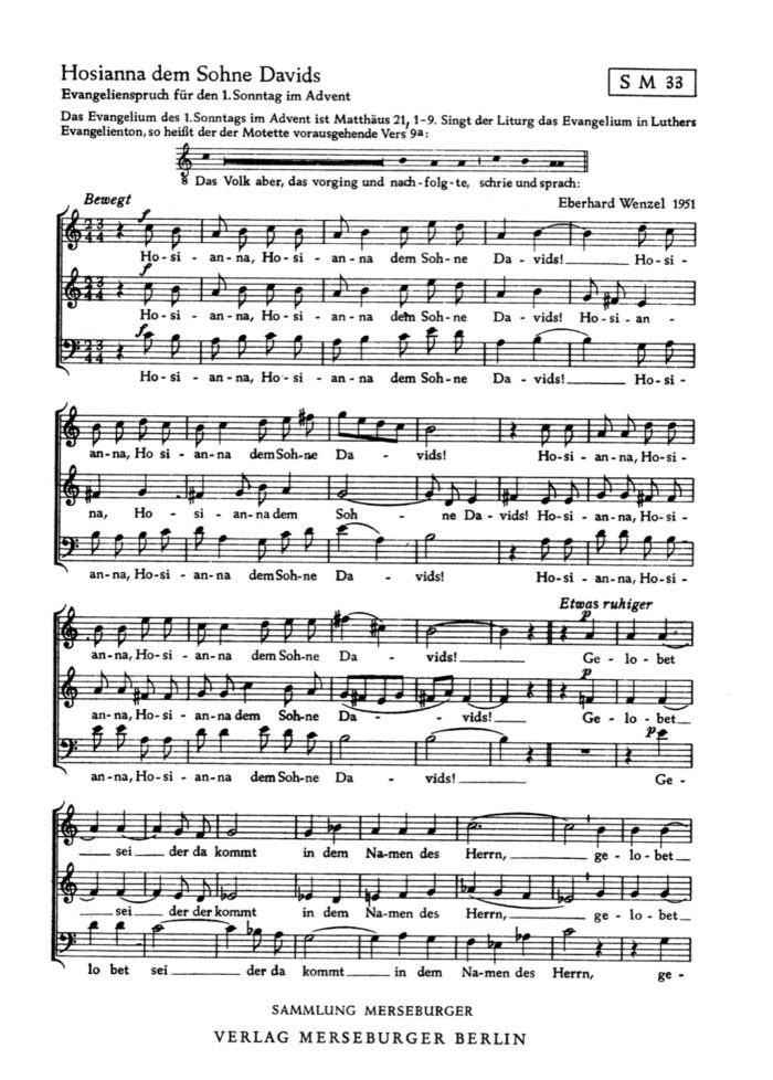 Hosianna, dem Sohne Davids, u.a.